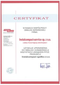 Certyfikat Instalcompact-service